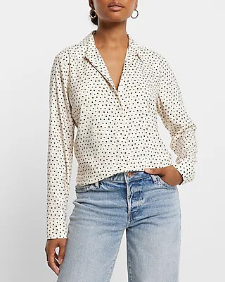 Relaxed Satin Polka Dot Portofino Shirt | Express