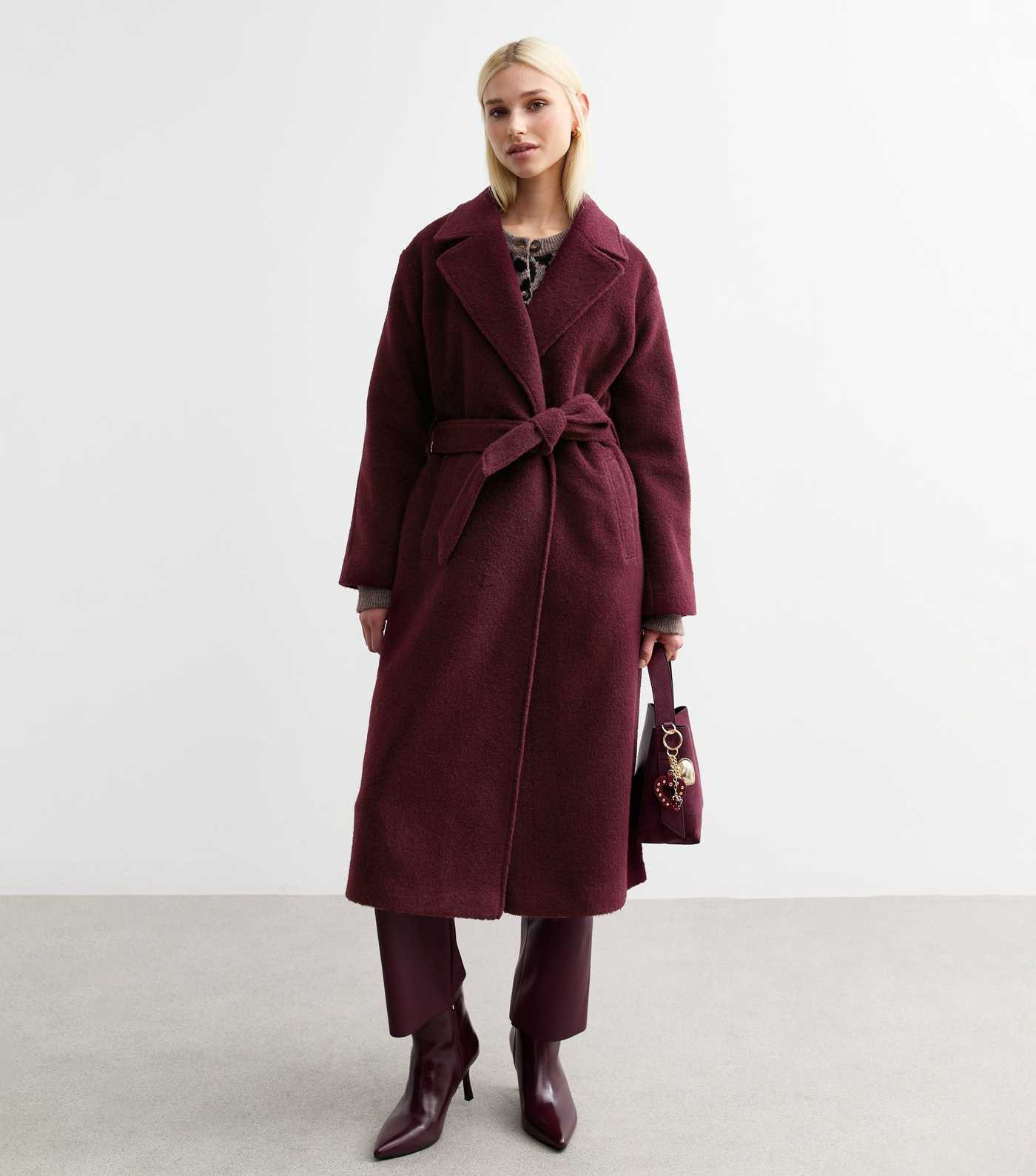 Burgundy Long Belted Unlined Coat
						
						Add to Saved Items
						Remove from Saved Items | New Look (UK)