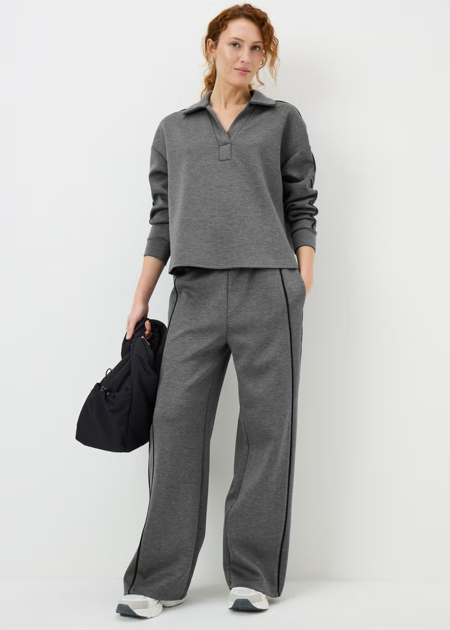 Grey Piped Scuba Co-Ord Wide Leg Trousers | Matalan (UK)