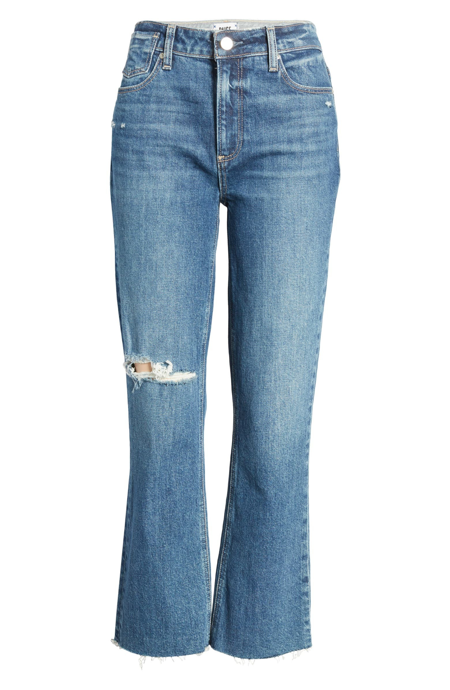 Colette High Waist Raw Hem Crop Flare Jeans | Nordstrom