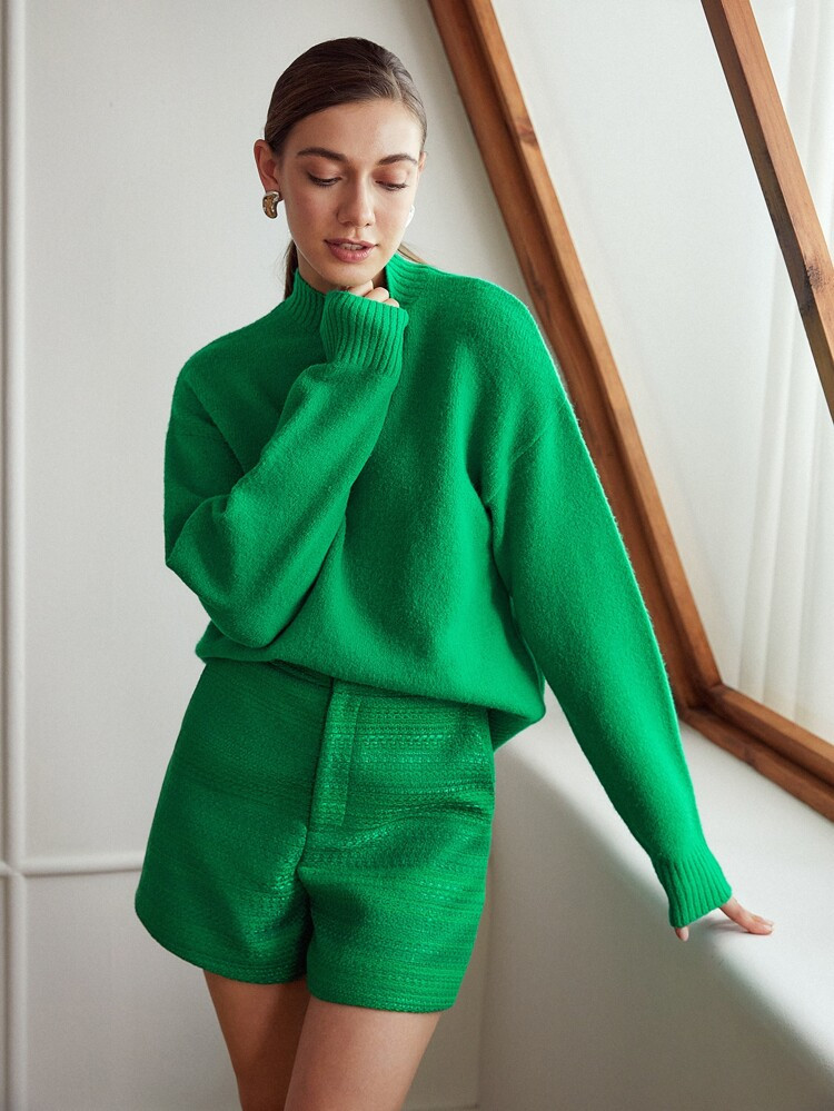 MOTF PREMIUM RELAXED FIT MOCK NECK SWEATER | SHEIN