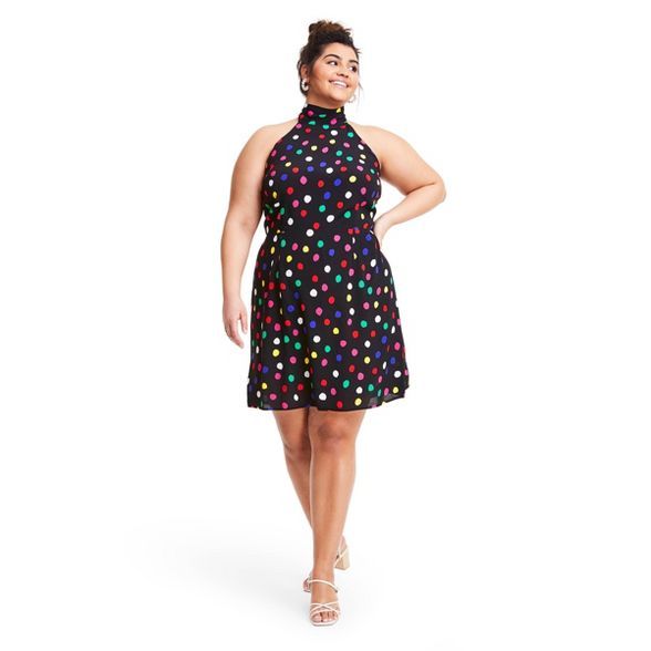 Polka Dot Sleeveless Halter Dress - RIXO for Target Black | Target
