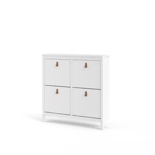 Tvilum 41 in. H x 40 in. W White Wood Shoe Storage Cabinet 796654949 - The Home Depot | The Home Depot