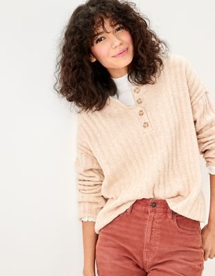AE Ribbed Henley Sweater | American Eagle Outfitters (US & CA)