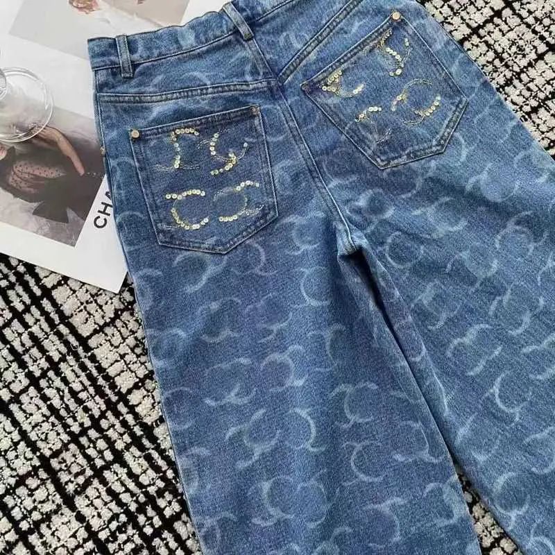 Designer Jeans Womens High Street Trouser Legs Open Fork Tight Capris Embroidery Printing Denim T... | DHGate