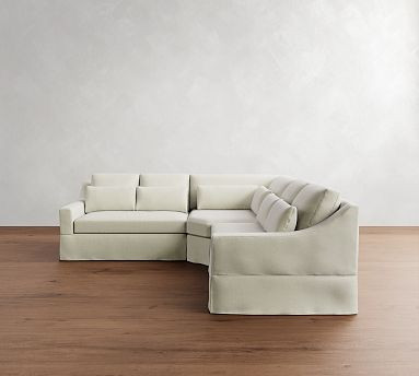 York Slope Arm Deep Seat Slipcovered 3-Piece L-Shaped Wedge Sectional (108") | Pottery Barn (US)