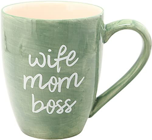 Mom Life Wife Mom Boss Green Large 20 oz Ceramic Coffee Mug Tea Cup, Green | Amazon (US)