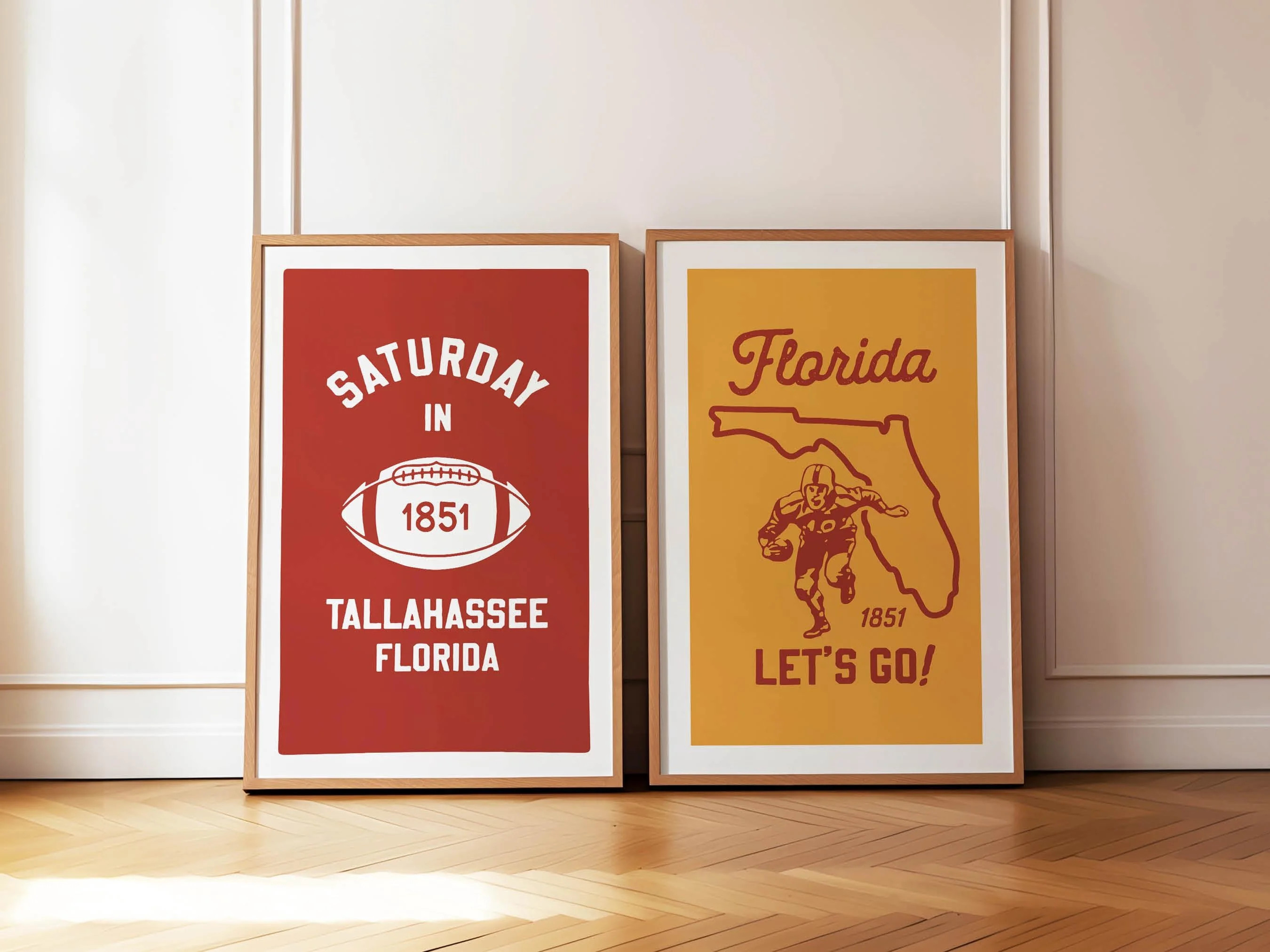 Retro Football Prints Florida Wall Art College Sports Team Poster Football Gift for Sports Fan Wa... | Walmart (US)