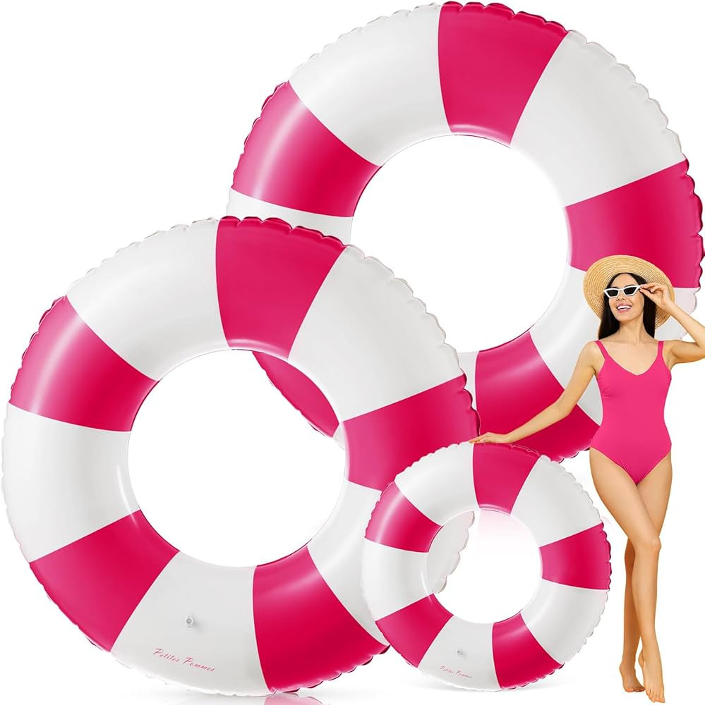 47.24 Inch Jumbo Pool Floats Inflatable Tube Swimming Ring Striped Pool Rings for Adult Swimming ... | Amazon (US)