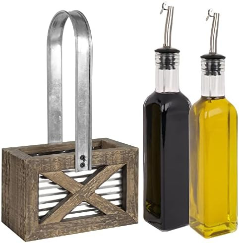 Autumn Alley Rustic Farmhouse Oil and Vinegar Dispenser Set - Oil and Vinegar Caddy Holder Set of... | Amazon (US)
