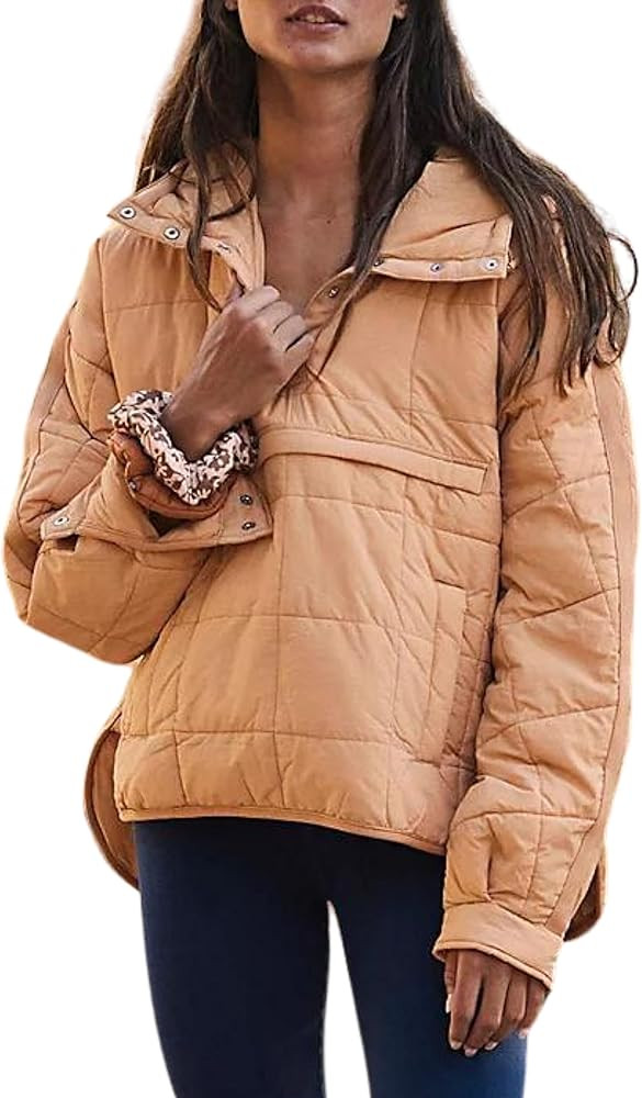 QIBABU Womens Oversized Hooded Puffer Jacket Lightweight Pullover Hoodies Quilted Dolman Long Sle... | Amazon (US)
