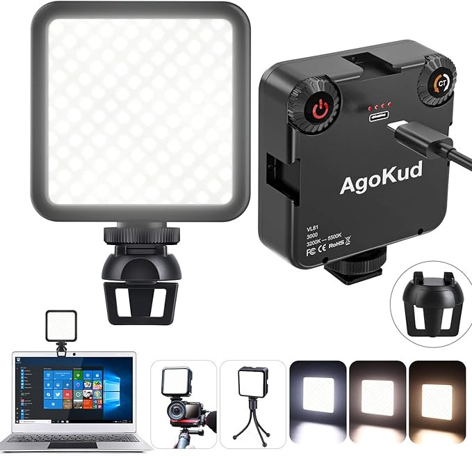 AgoKud LED Video Light + Micro Stent, Portable Photography Lighting 3000 CY Rechargeable, 3200-56... | Amazon (UK)