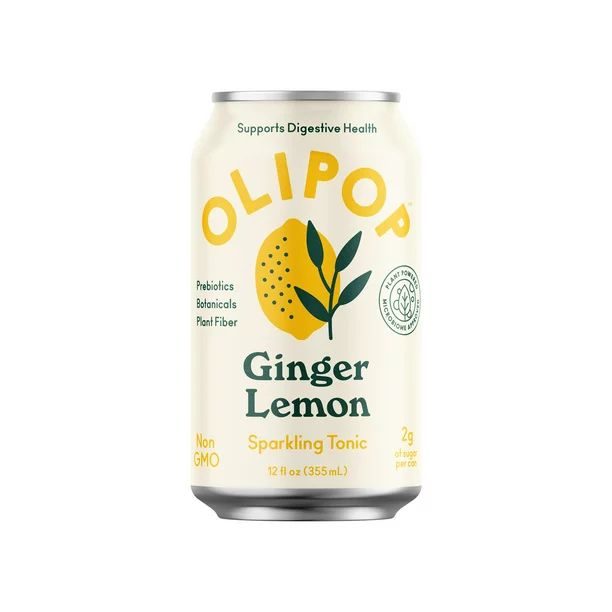 OLIPOP Ginger Lemon Sparkling Tonic, 12 fl oz, 12 pack - Walmart.com | Walmart (US)