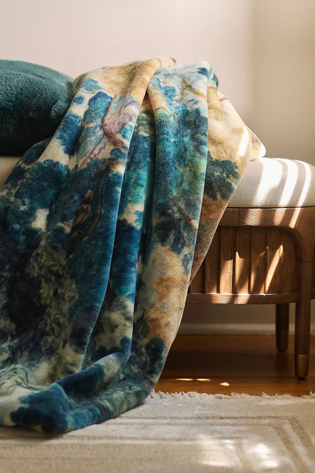 Printed Faux Fur Pattern Throw | Anthropologie (US)