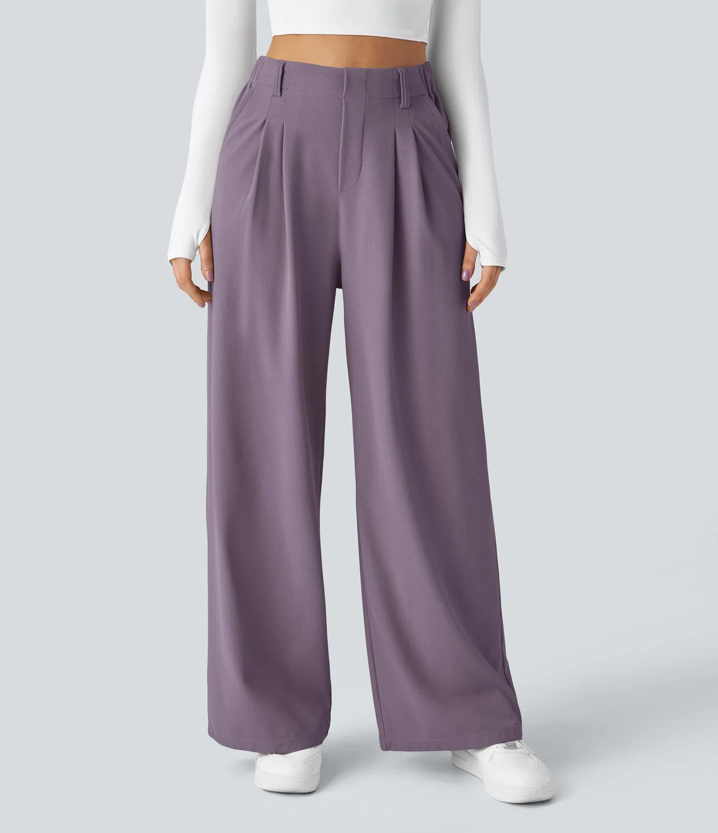 Women’s Halara Flex™ High Waisted Pocket Wide Leg Waffle Work Pants - Halara | HALARA