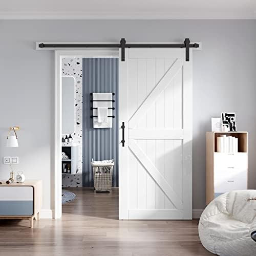 ROYMELO 36 x 84 Inch White Sliding Barn Door Slab and 6.6ft Hardware Kit Included, MDF Wood Panel... | Amazon (US)