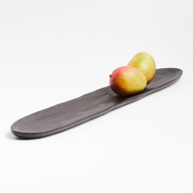 Drifter Black Wood Oval Board | Crate & Barrel | Crate & Barrel