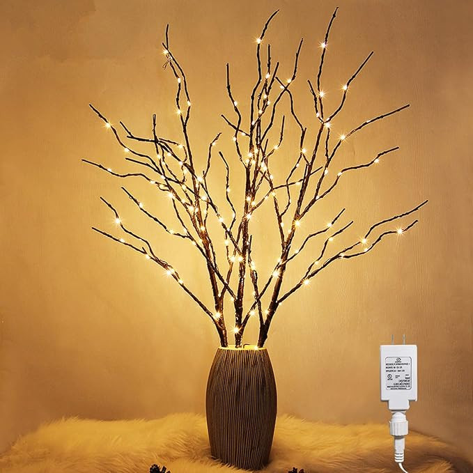 Twinkle Star 150 LED Lighted Brown Willow Branches 32 Inch 3 Pack Artificial Branches Plug in for... | Amazon (US)