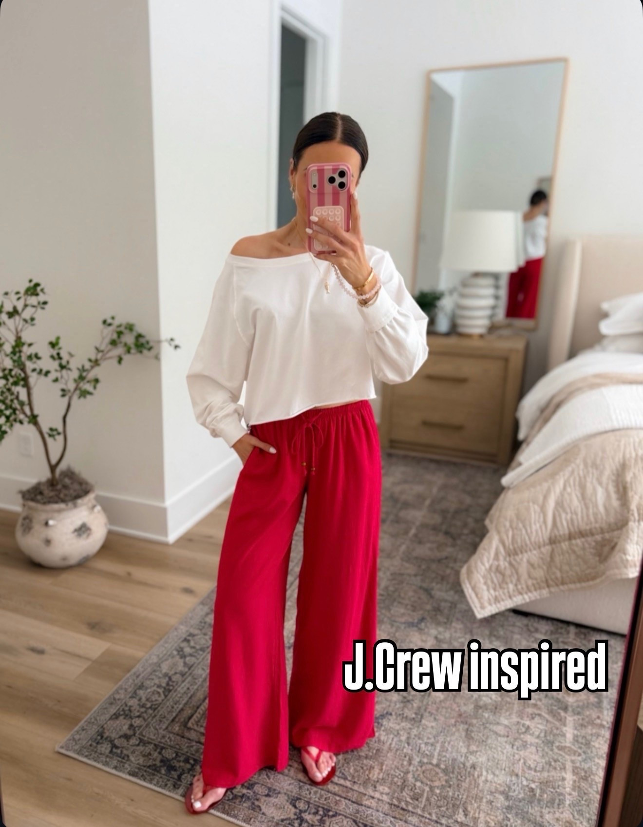 J.Crew energy without the J.Crew price tag. ❤️ The flowy pants are so flattering, the color is gorgeous, and it’s one of those outfits that looks instantly pulled together with minimal effort.

Matching set, Red pants outfit, Summer style, Vacation outfit, Resort wear, Wide leg pants, Affordable fashion, Elevated casual, Amazon fashion, J.Crew inspired style, Chic summer outfit, Everyday style, annabrstyle

#LTKSaleAlert #LTKootd #LTKgrwm
