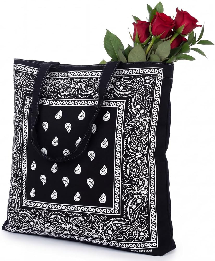 Gilprop Bandana Bags Western Paisley Printed Tote Bags with Zipper Closure for Western Cowboy Cow... | Amazon (US)