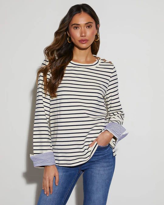 Regatta Striped Crew Neck Long Sleeve Top | VICI Collection