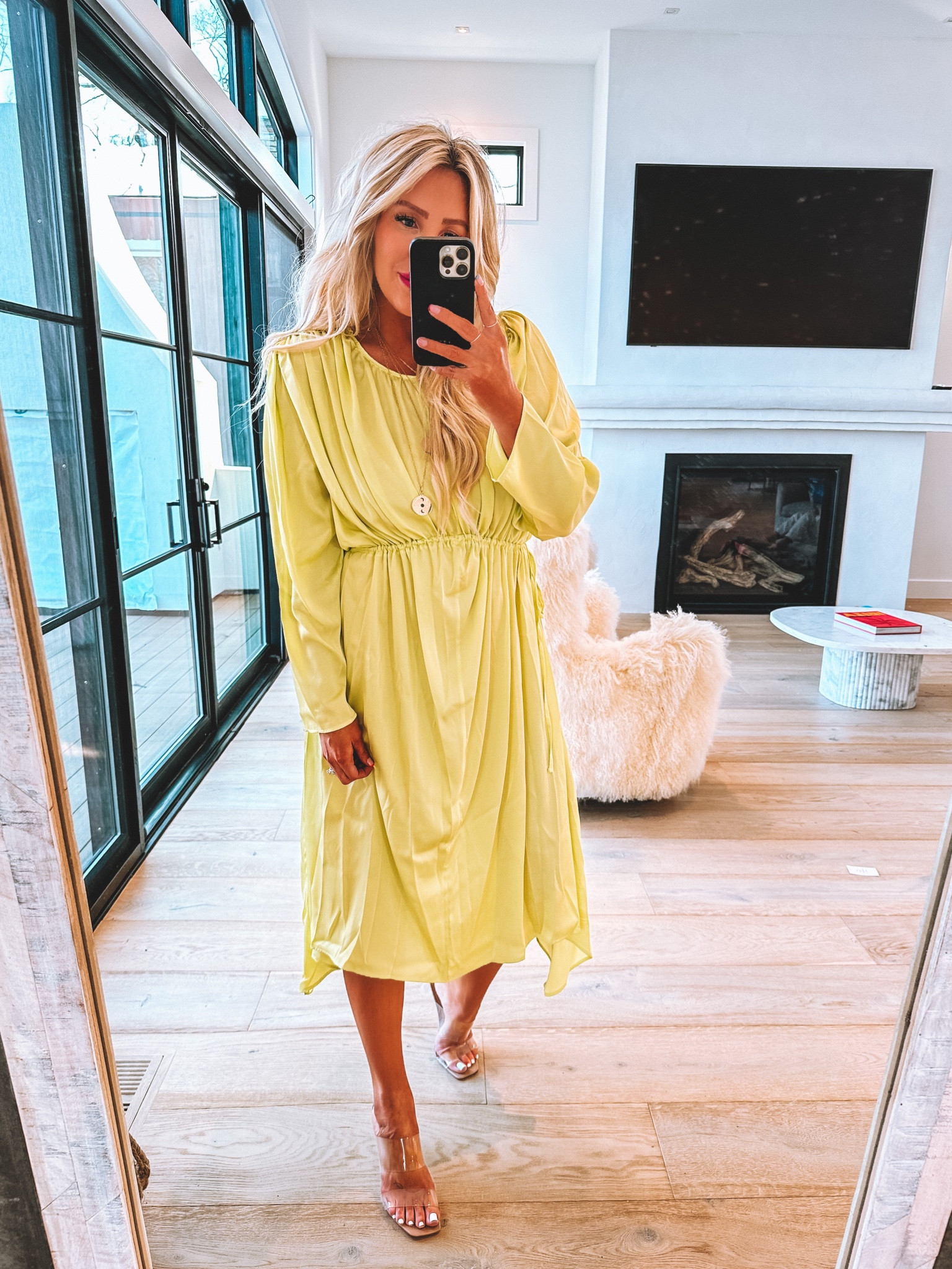 The cutest little “occasional dress” the perfect color and unique fit .. wearing a small/medium 