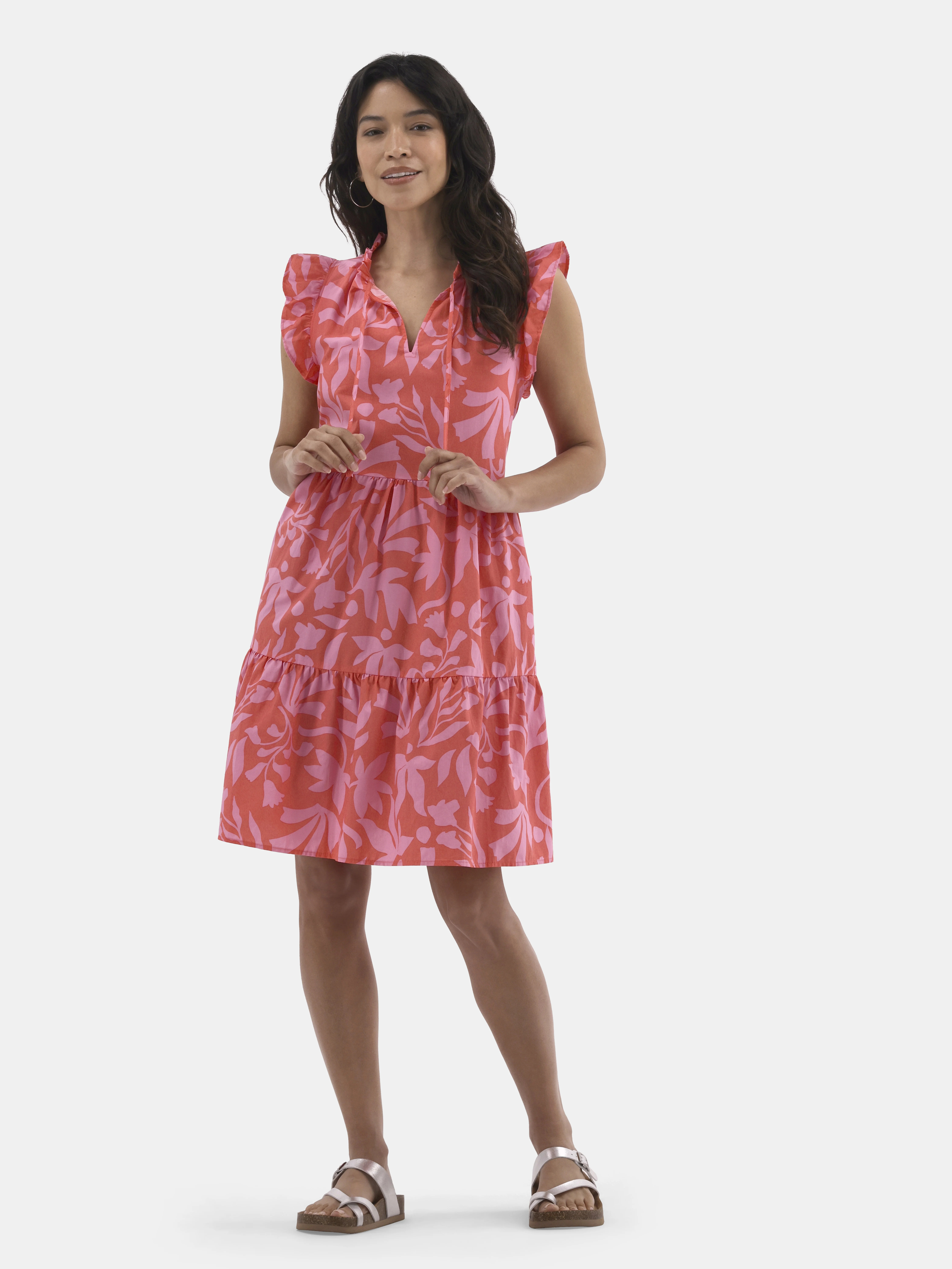 Time and Tru Women's Flutter Sleeve Mini Dress, Sizes XS-XXXL | Walmart (US)