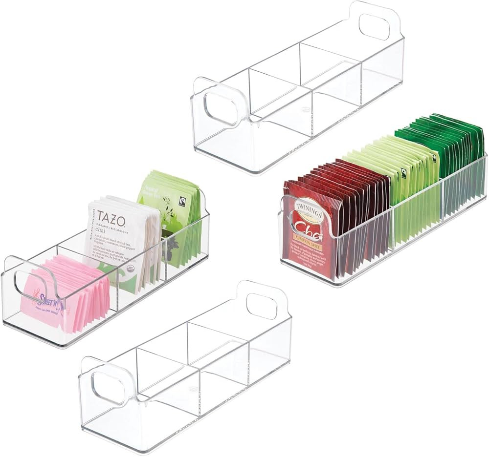 mDesign Plastic Condiment Organizer and Tea Bag Holder - 9" Long Kitchen Pantry/Countertop Storag... | Amazon (US)