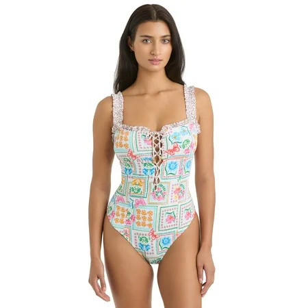 Jessica Simpson Women's Multi Tie Front One-Piece Swimsuit, Sizes XS-2XL | Walmart (US)