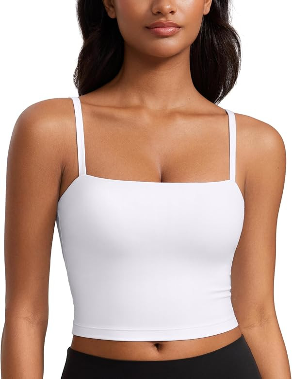 CRZ YOGA Butterluxe Adjustable Longline Sports Bras for Women - Square Neck Padded Workout Crop T... | Amazon (US)