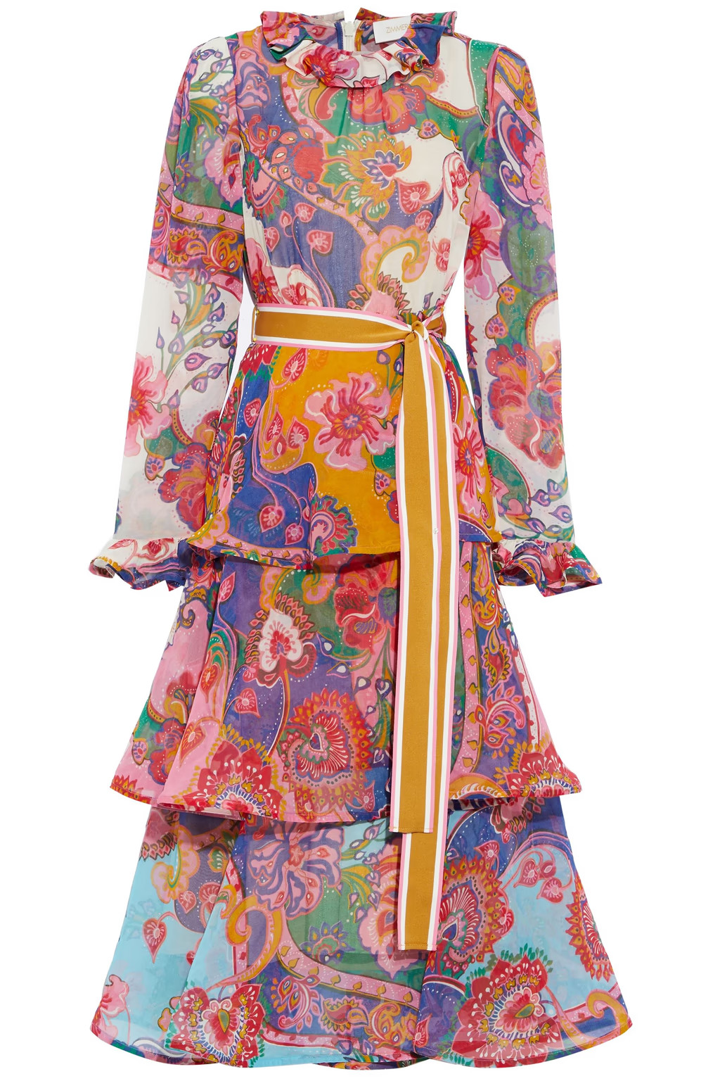 The Lovestruck belted tiered printed cotton and silk-blend midi dress | The Outnet (US and CA)