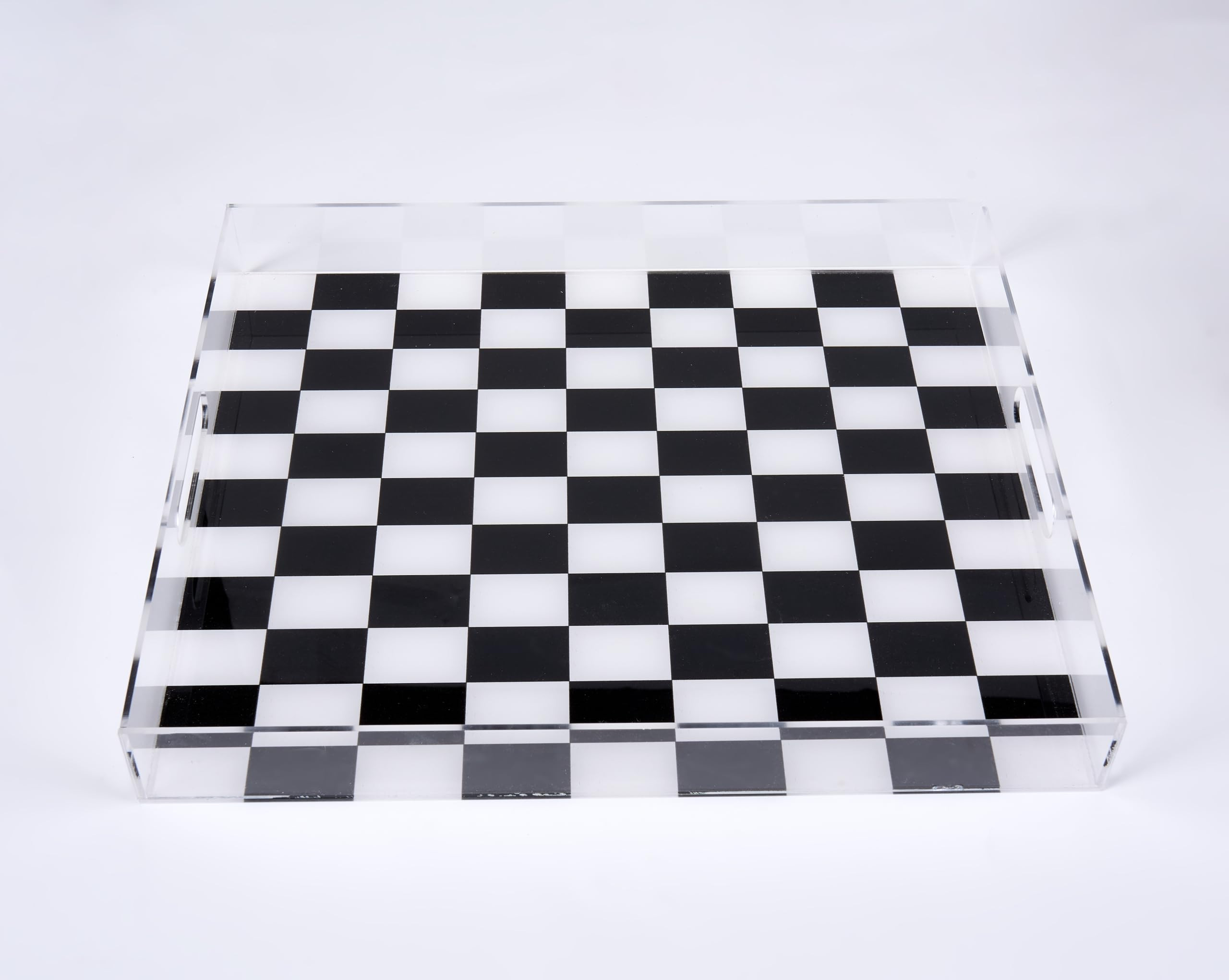 Urban Lifestyle Black & White Checkered Acrylic Tray,Decorative Tray with Cut Out Handles, 15"x12... | Amazon (US)