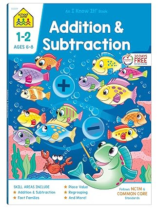 School Zone Addition & Subtraction Workbook: 64 Pages, 1st Grade, 2nd Grade, Elementary Math, Sum... | Amazon (US)