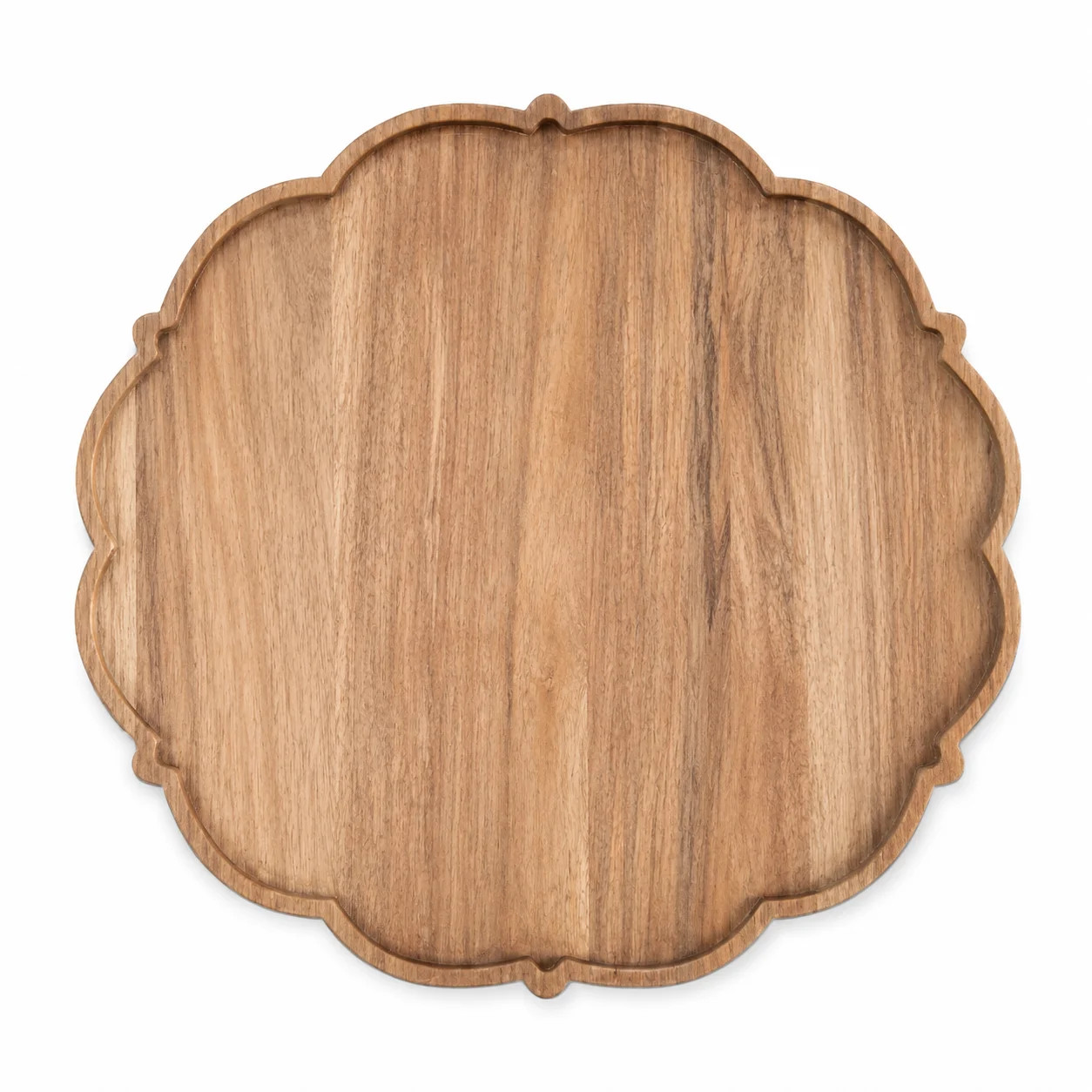 Wooden Serving Tray, Acacia Wood Serving Board with Scalloped Edge Design, Dessert Platter for Snacks, Fruit, Appetizers & Home Decor(14in) - Walmart.com | Walmart (US)