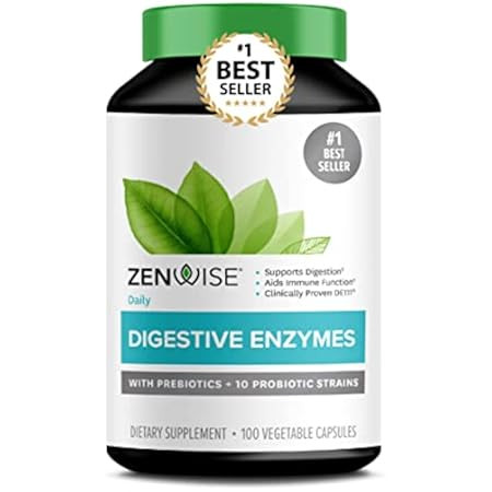 Zenwise Health Digestive Enzymes Plus Prebiotics & Probiotics Supplement, 180 Servings, Vegan Formul | Amazon (US)