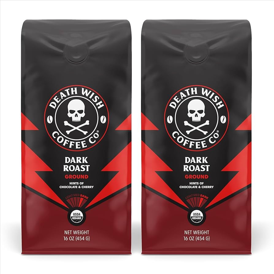 Death Wish Coffee Dark Roast Grounds -16 Oz, 2 Packs of Bold & Intense Blend of Arabica & Robusta... | Amazon (US)