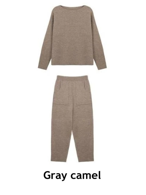 Women Sweater Two Piece Knitted Pants Sets Slim Tracksuit Christmas Spring Autumn Fashion Sweatsh... | AliExpress (US)