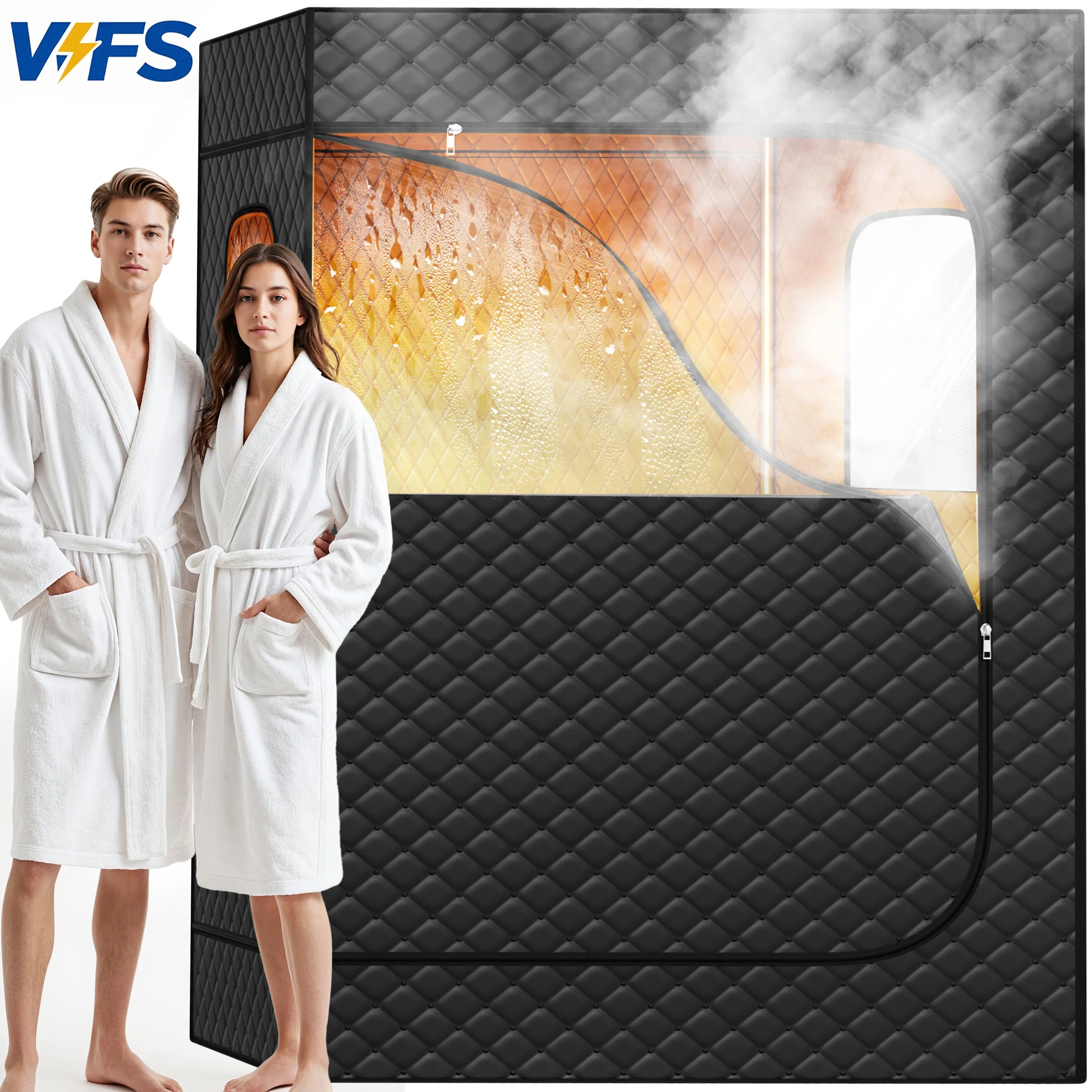 2 Person Extra Large Sauna Box with 2.6L 1000W, 9-Level Temperature, 10-min Rapid Heating, 99Min-... | Walmart (US)