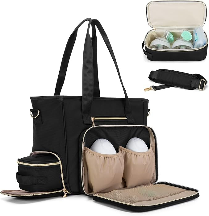 BAFASO Wearable Breast Pump Bag with Cooler and Laptop Sleeve, Black | Amazon (US)