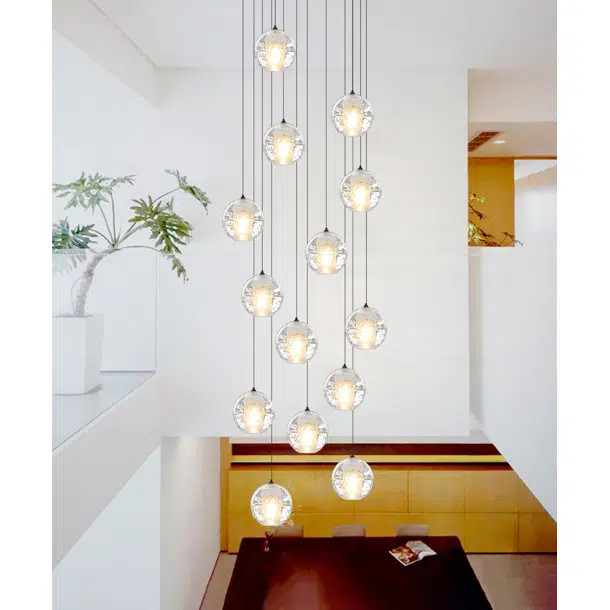 Alphia 25-Light Crystal Bubble Globe Chandelier Black Finished | Wayfair North America