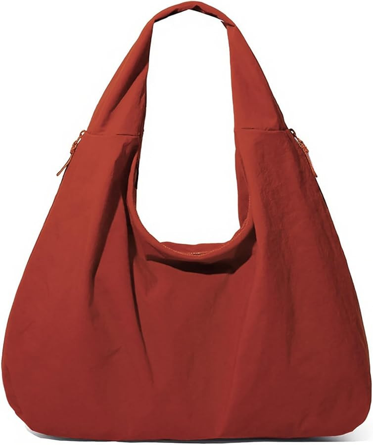 Slouchy Tote Bag Nylon Solid Pleated Handbag Large Hobo Bags for Women Multipockets Crescent Shou... | Amazon (US)