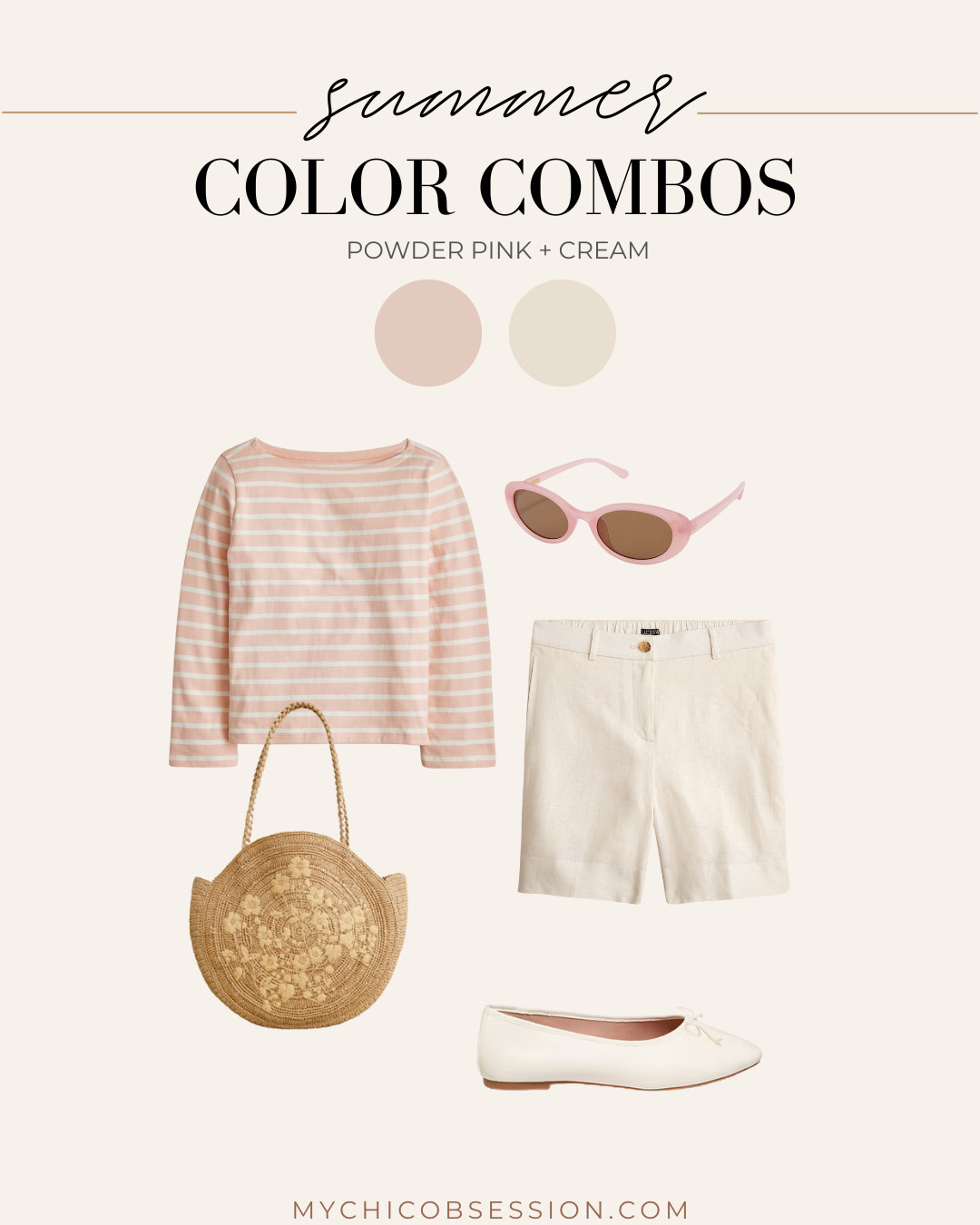 Pair powder pink with cream for a chic summer outfit. Light pink is trending this season, and it's the perfect addition to a neutral look. 

 #LTKSeasonal #LTKStyleTip #LTKShoeCrush
