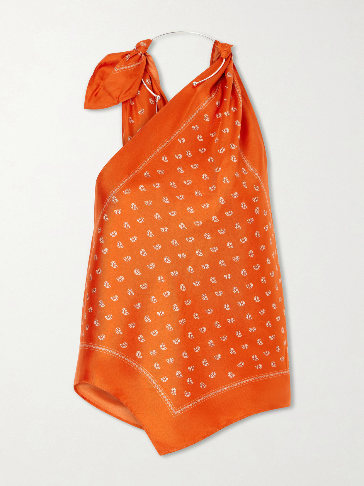 Christopher Esber - One-shoulder Embellished Bandana-print Silk Top - Orange | NET-A-PORTER (US)