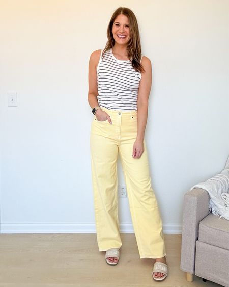 Pair a sleeveless striped top with yellow jeans for a fun, casual spring look.

Tall friendly jeans, Old Navy, casual outfit, spring outfit, summer outfit

#LTKshoecrush #LTKfindsunder50 #LTKstyletip