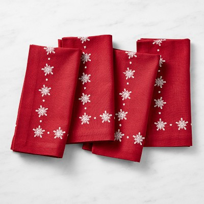 Snowflake Embroidered Napkins, Set of 4 | Williams-Sonoma