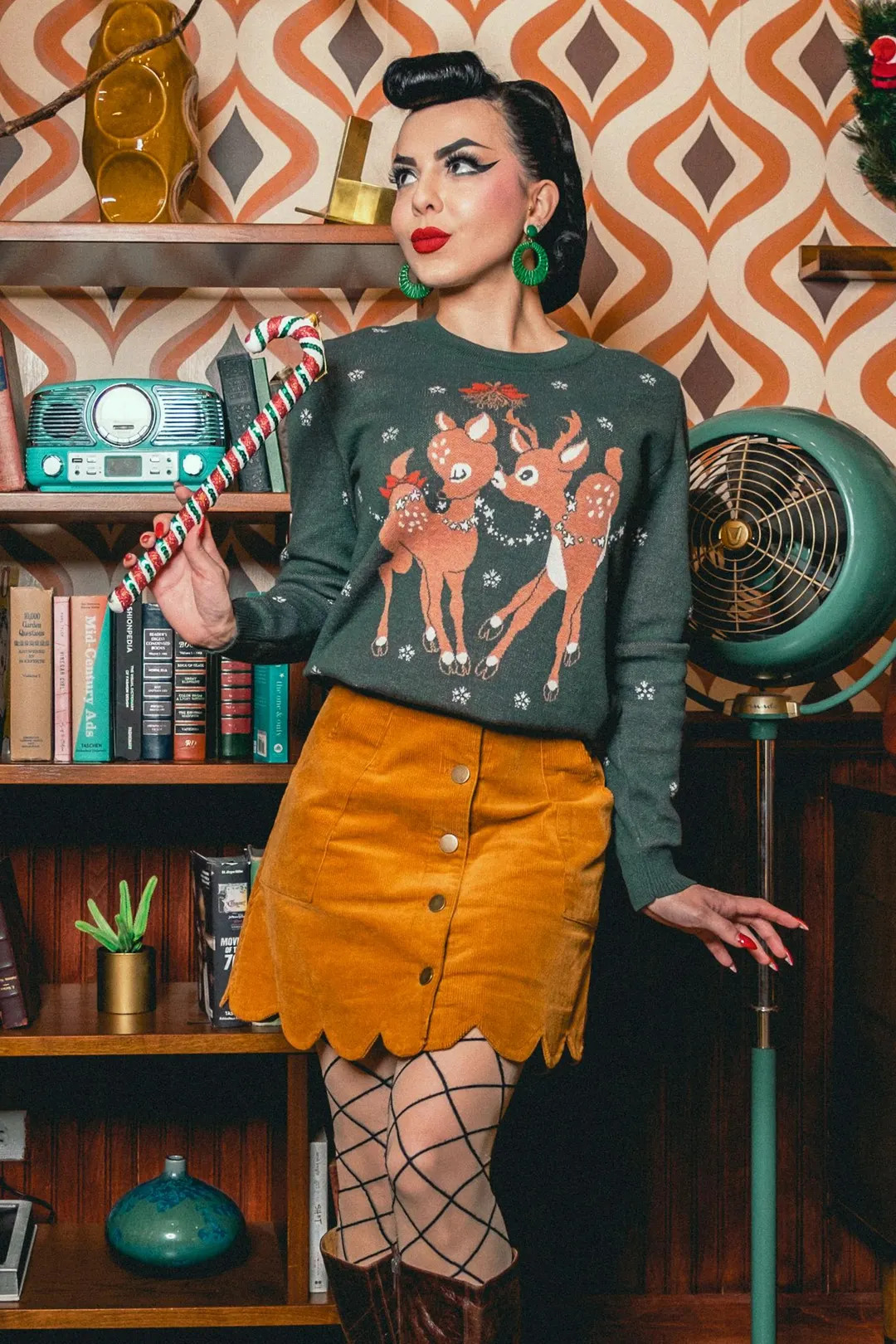 Mistletoe Kisses Knit Sweater in Forest Green Size S, M, L, XL, 2XL Holiday Vintage Inspired by M... | Etsy (US)