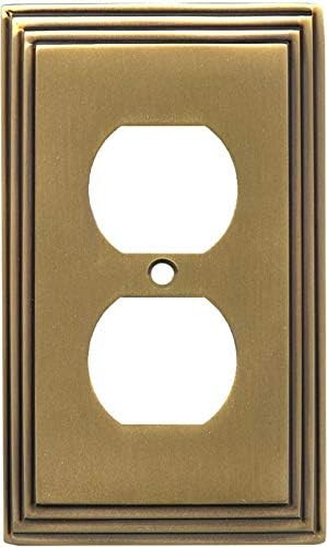 Switch Hits Satin Antique Brass Art Deco Step Light Switch Cover | 1 Duplex | 3" x 5" | Electrica... | Amazon (US)