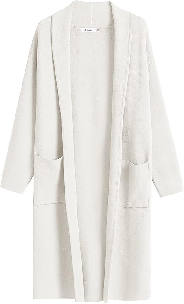 Women's 2023 Fall Cardigan Sweater Long Sleeve Open Front Lapel Coat Casual Knit Coatigan Jacket ... | Amazon (US)