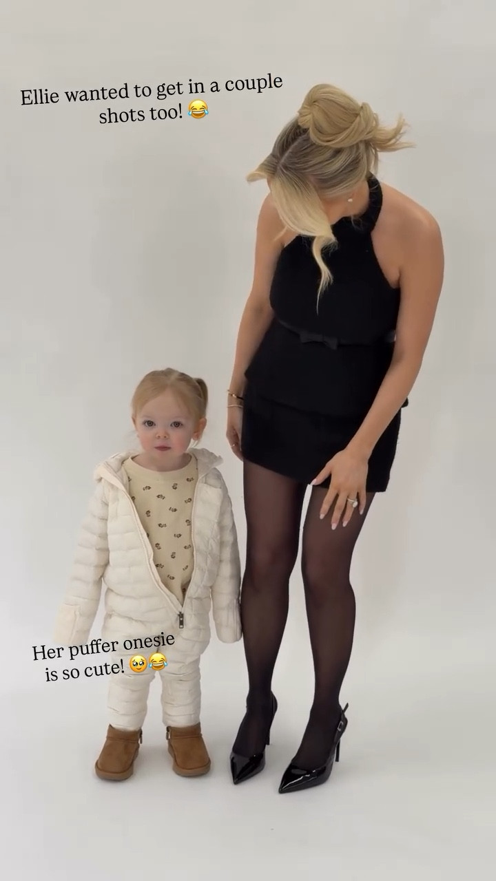 Ellie wanted to get in on the photo shoot! I’m wearing this cute skirt and top set from @Revolve and Ellie’s puffer onsie from The North Face is currently on sale!

#LTKootd #LTKKids #LTKSeasonal