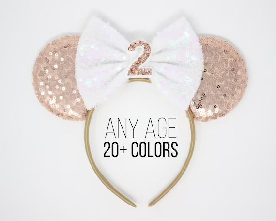 2nd Birthday Mouse Ears Rose Gold Ear  Mouse Ear Headband  | Etsy | Etsy (US)